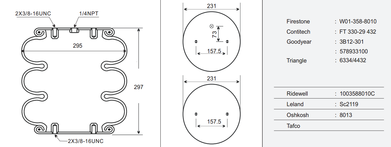 FT330-29 433橡膠減震氣囊 FT330-29 433橡膠減震氣囊